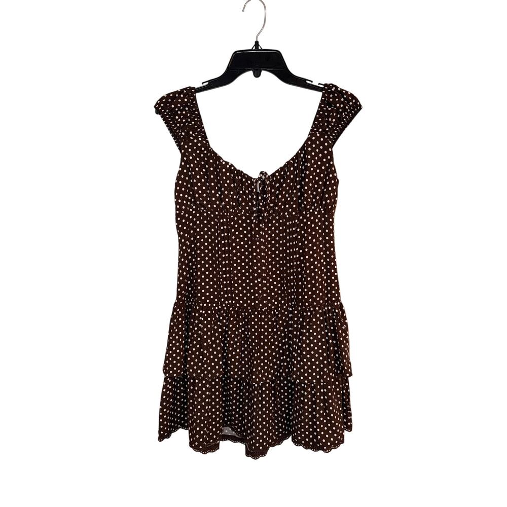 Wild Fable Women S Brown White Polka Dot Tiered Mini Dress Cottagecore